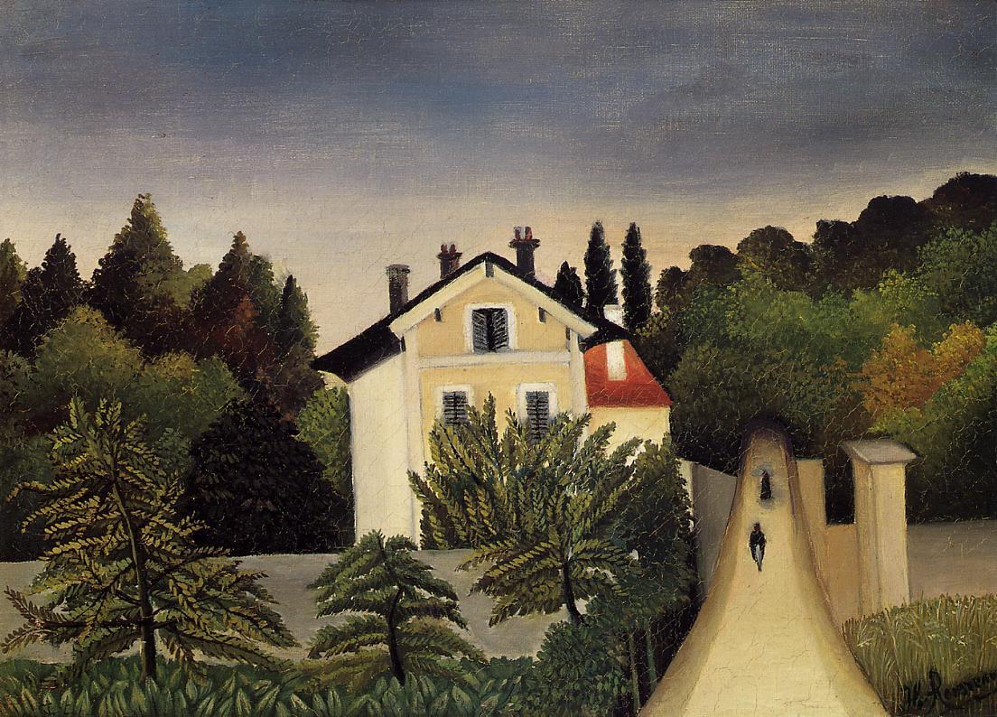 Landscape on the Banks of the Oise, Area of Chaponval, vintage artwork by Henri Rousseau, 12x8" (A4) Poster