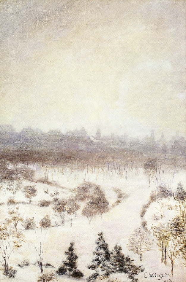 Central Park, vintage artwork by Edward Stieglitz, 12x8" (A4) Poster