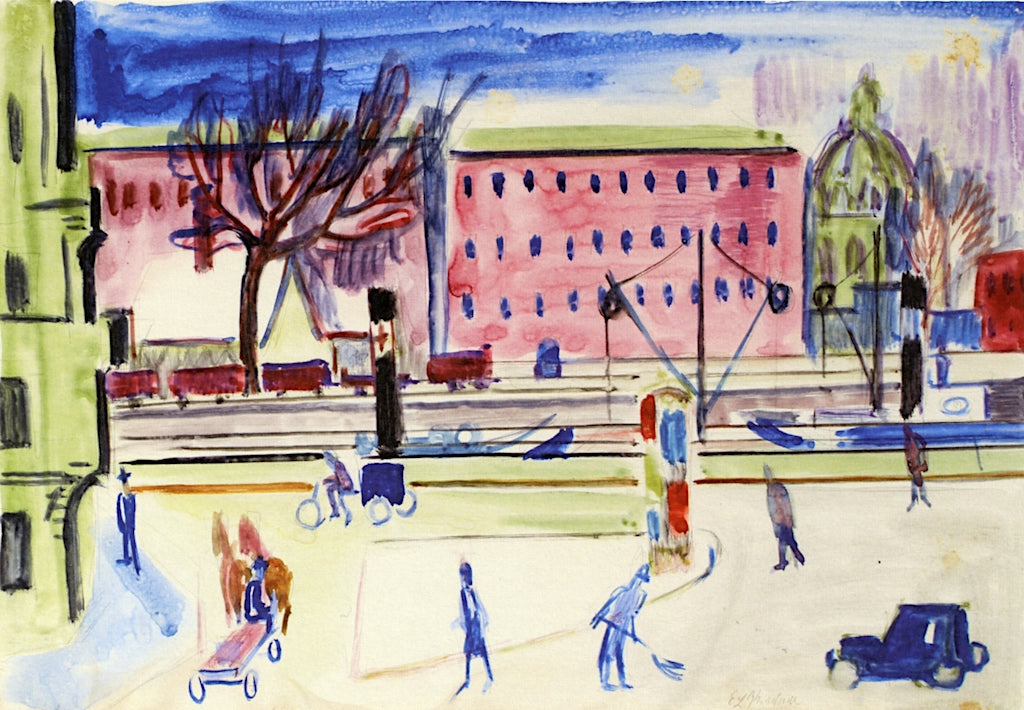 At the Spree, vintage artwork by Ernst Ludwig Kirchner, 12x8" (A4) Poster