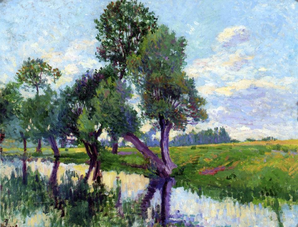 The Banks of the Cure, vintage artwork by Maximilien Luce, 12x8" (A4) Poster