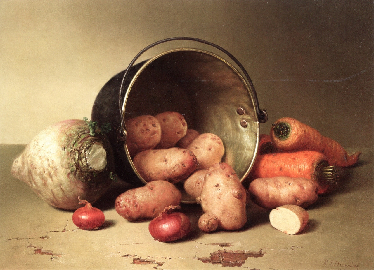 Still Life with Root Vegetables, vintage artwork by Robert Spear Dunning, 12x8" (A4) Poster