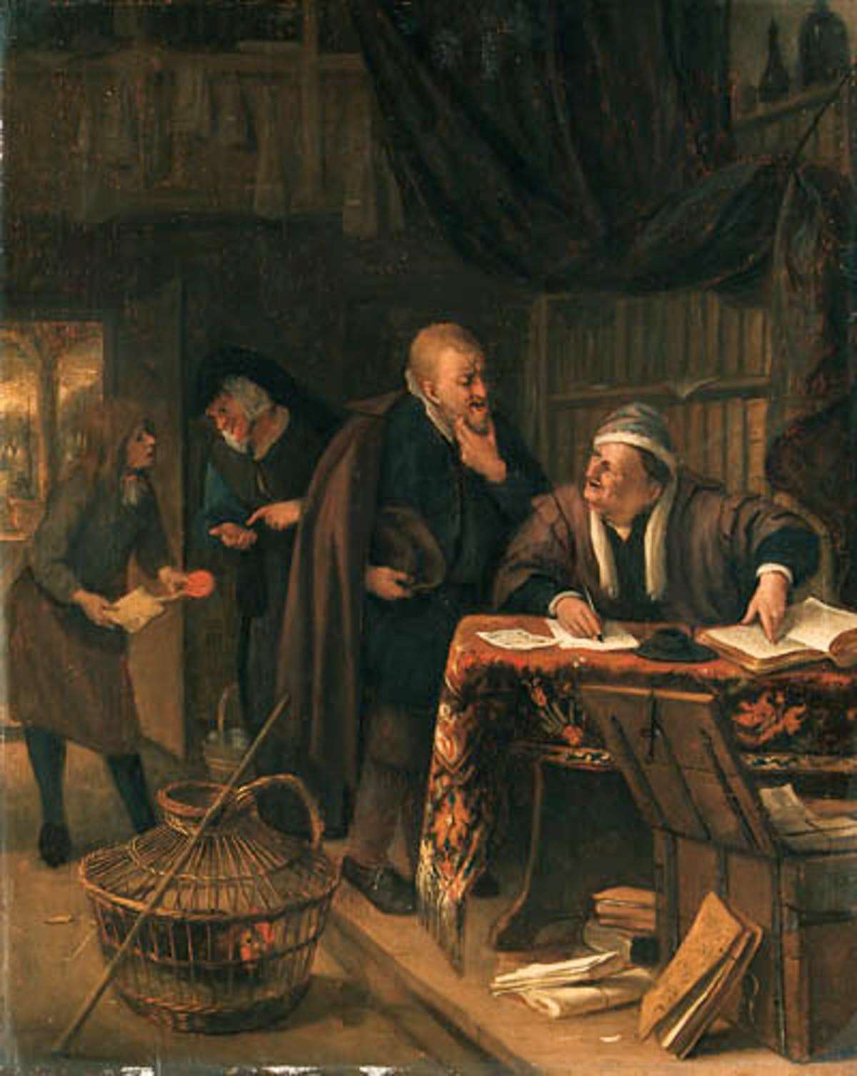 The Debtor (The Rent Day), vintage artwork by Jan Havicksz. Steen, 12x8" (A4) Poster