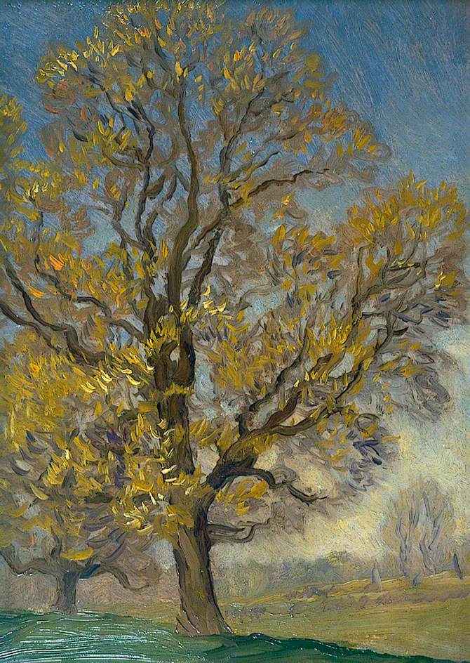 Elm Tree in Spring, vintage artwork by Sir George Clausen, R.A., R.W.S., R.I., 12x8" (A4) Poster