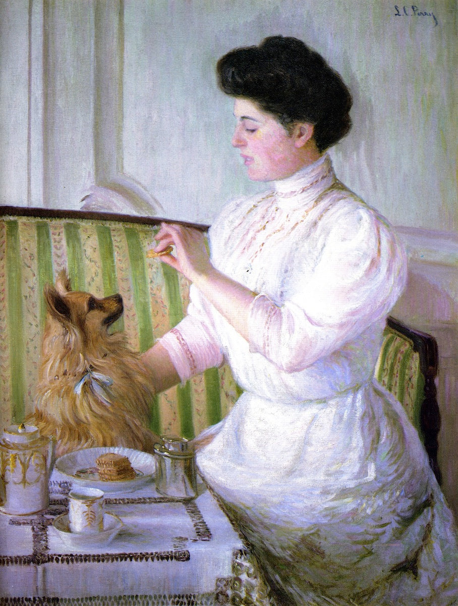 Lady at the Tea Table, vintage artwork by Lilla Cabot Perry, 12x8" (A4) Poster