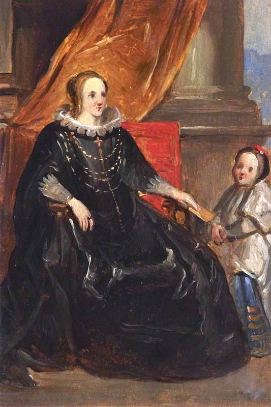 Mother and Child against a Curtain, vintage artwork by Robert McInnes, A3 (16x12") Poster Print