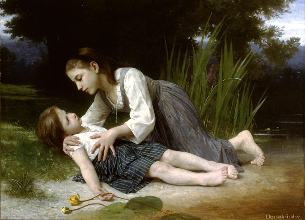 Too Imprudent, vintage artwork by Elizabeth Jane Gardner Bouguereau, 12x8" (A4) Poster