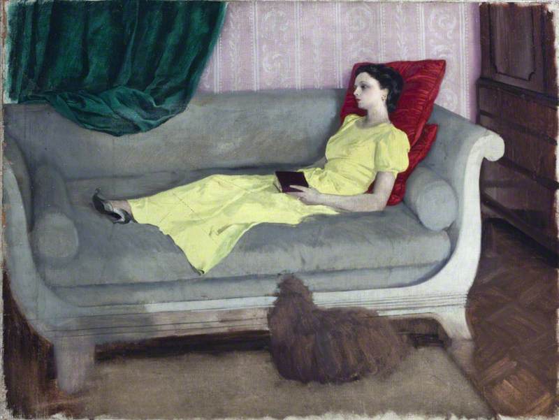 Lady Elizabeth Paget with a Dog by Rex Whistler,16x12(A3) Poster