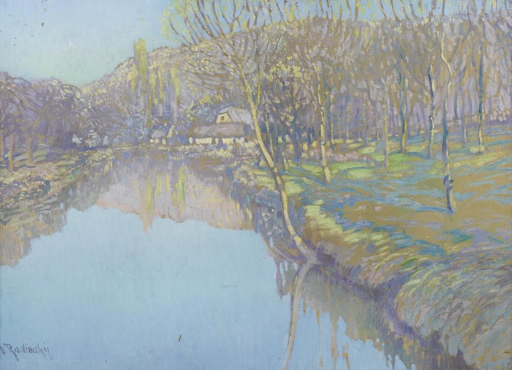River Landscape with Cottages by Vaclav Radimsky,A3(16x12")Poster