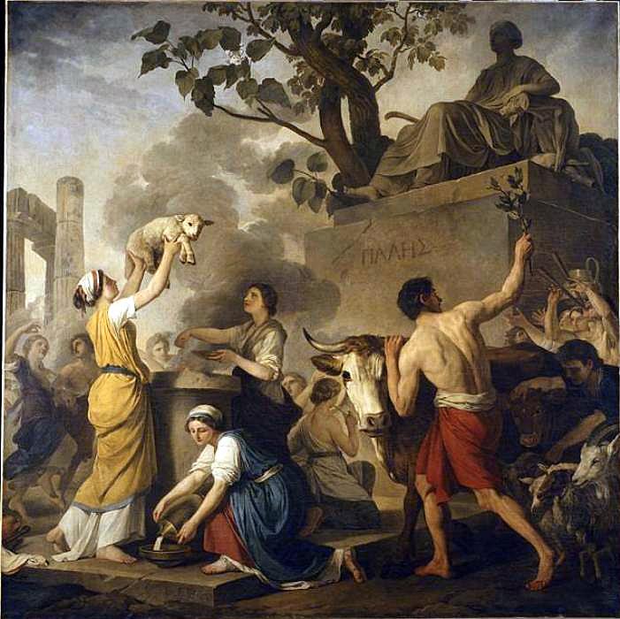 Pales' Festival, vintage artwork by Joseph-Benoit Suvee, 12x8" (A4) Poster