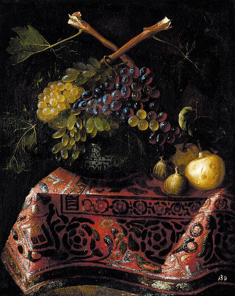Still Life Of Fruit, vintage artwork by Juan Bautista de Espinosa, 12x8" (A4) Poster