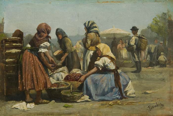 Hungarian Market Scene in Summer by Agost Egervary-Potemkin,A3(16x12")Poster