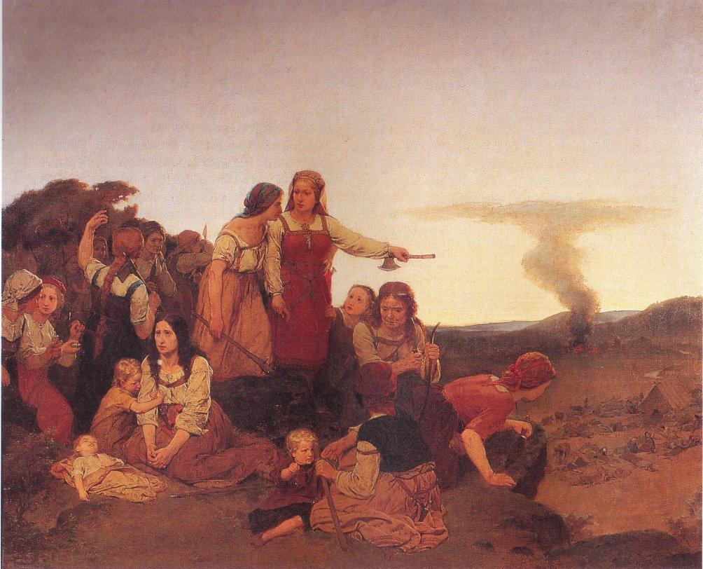 Blenda advises the women of Varend to revenge the pillaging of the Danes, vintage artwork by August Malmstrom, 12x8" (A4) Poster