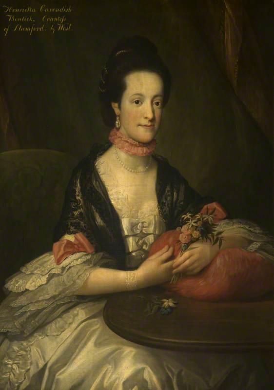Lady Henrietta Cavendish-Bentinck, Countess of Stamford, vintage artwork by Attributed to Johann Zoffany, 12x8" (A4) Poster