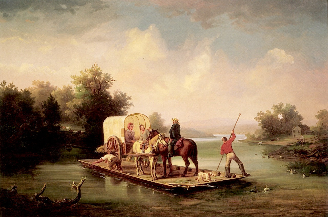 Crossing the Ferry - Scene on the Pee Dee, vintage artwork by William Tylee Ranney, A3 (16x12") Poster Print