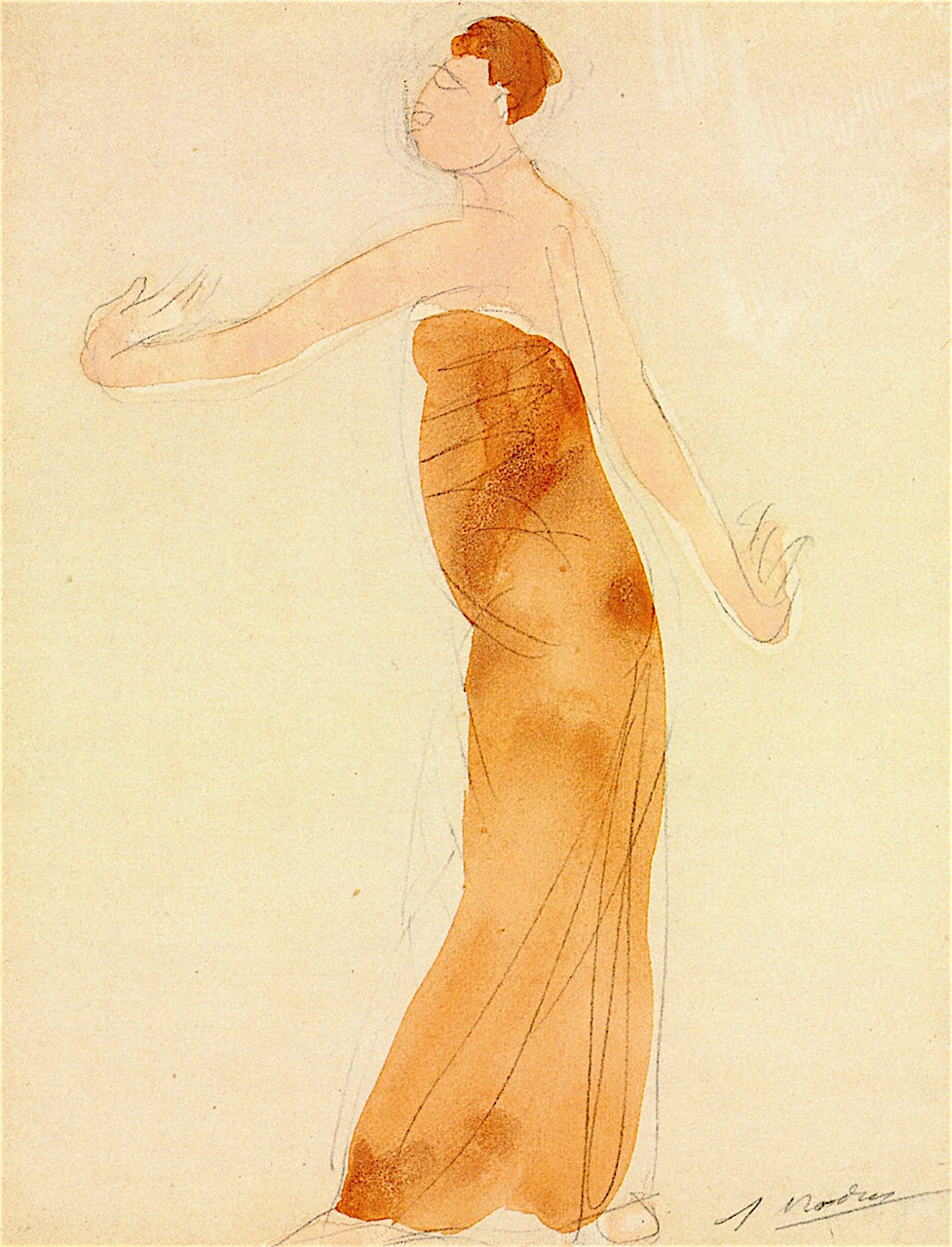 Cambodian Dancer, vintage artwork by Auguste Rodin, 12x8" (A4) Poster