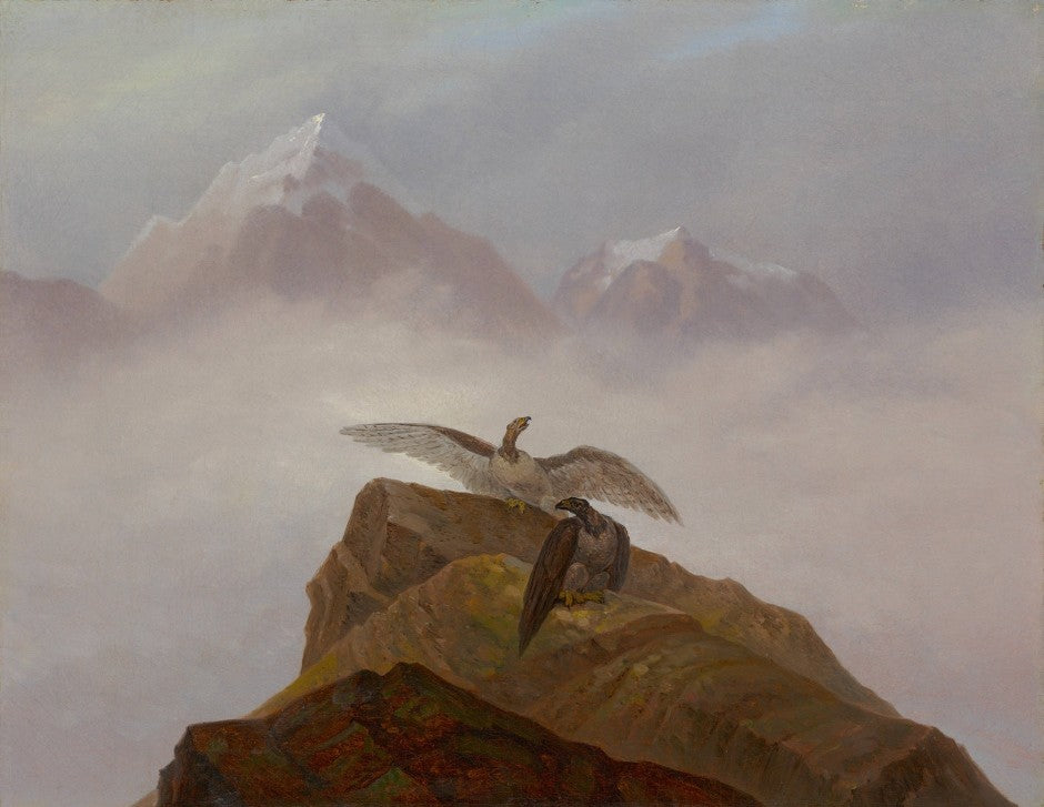 Birds of Prey in the Alps, vintage artwork by Carl Gustav Carus, 12x8" (A4) Poster
