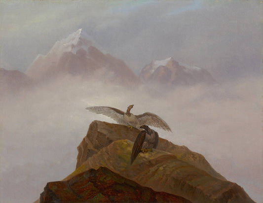 Birds of Prey in the Alps, vintage artwork by Carl Gustav Carus, 12x8" (A4) Poster