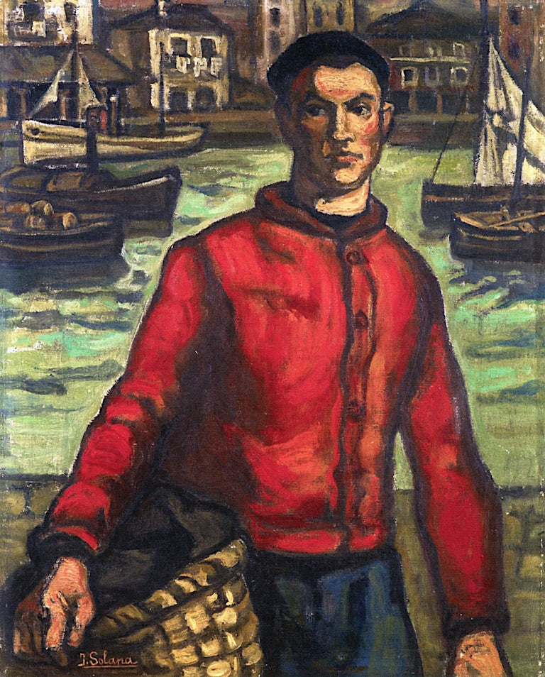Red Sailor, vintage artwork by Jose Gutierrez Solana, 12x8" (A4) Poster