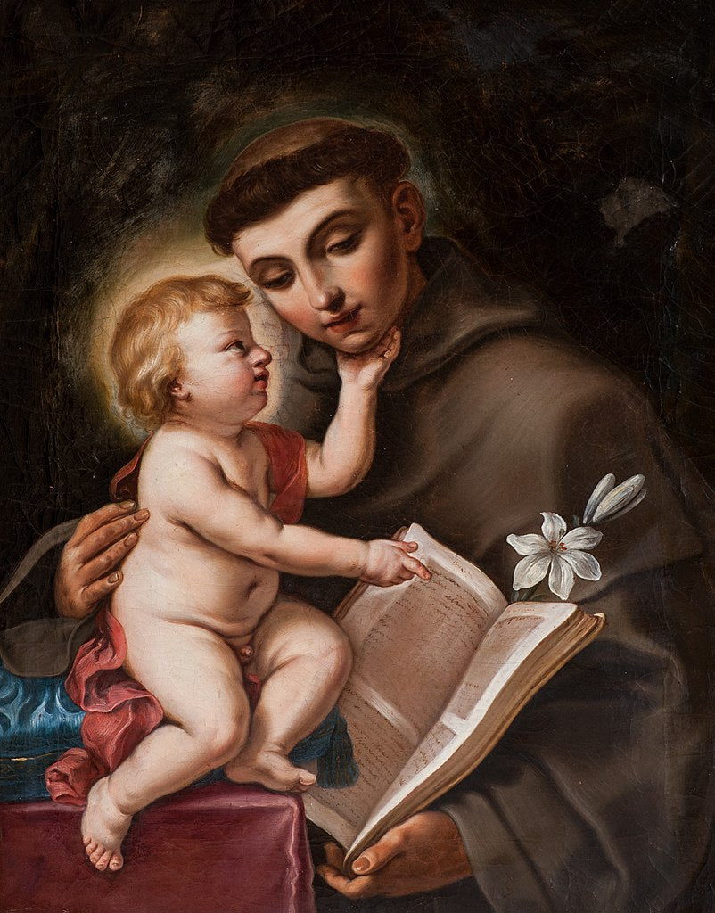 Baby Jesus and St. Anthony of Padua, vintage artwork by Elisabetta Sirani, 12x8" (A4) Poster