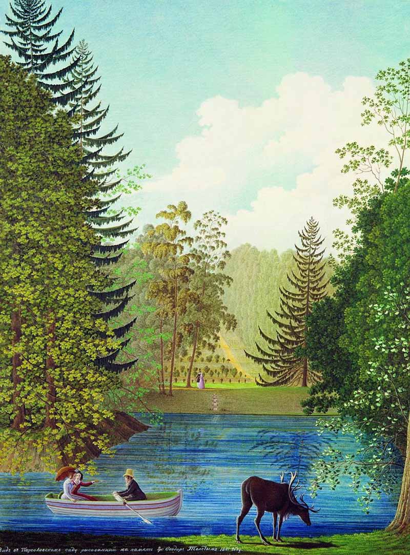 View in Pargolovskoye, vintage artwork by Fedor Tolstoy, 12x8" (A4) Poster