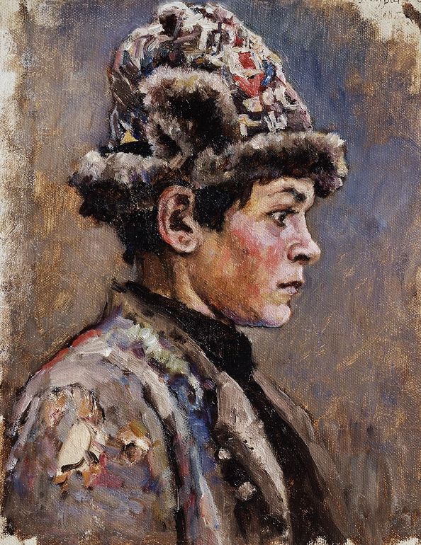 Thoughtful Boy, vintage artwork by Vasili Ivanovich Surikov, 12x8" (A4) Poster