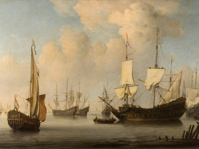The Eendracht and other Dutch Men-of-War in a Breeze, vintage artwork by Willem van de Velde the Younger, 12x8" (A4) Poster