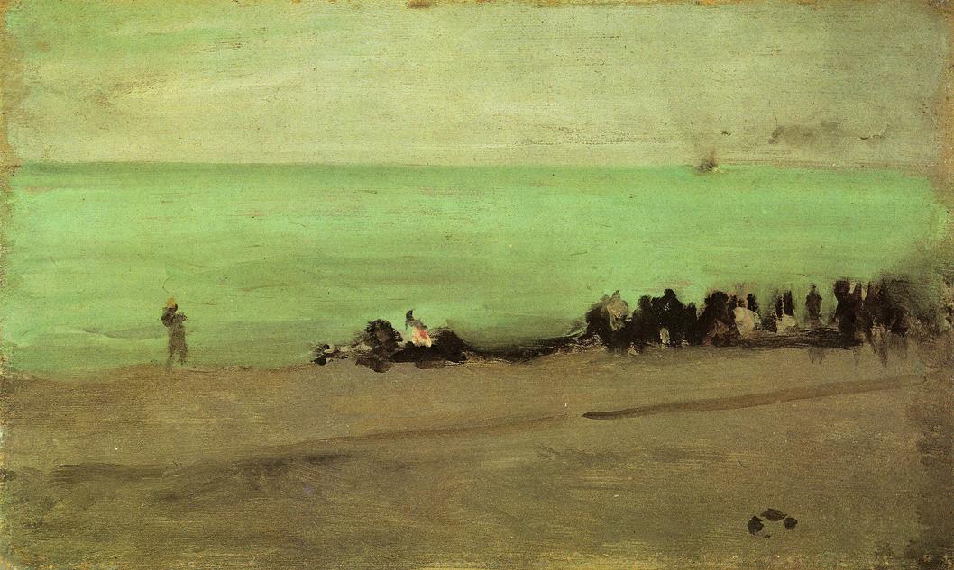 Blue and Silver: Boat Entering Pourville, vintage artwork by James Abbott McNeill Whistler, 12x8" (A4) Poster