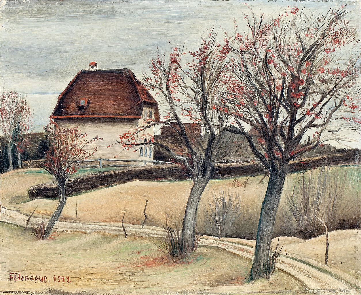 The College of Entre-deux-Monts, vintage artwork by François-Emile Barraud, 12x8" (A4) Poster