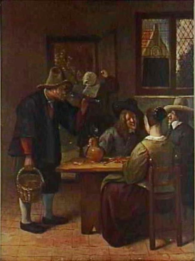 The Crab Merchant in the Inn, vintage artwork by Jan Havicksz. Steen, 12x8" (A4) Poster