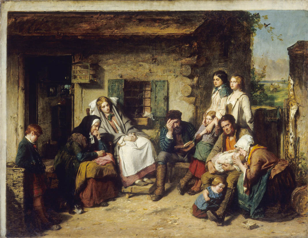 Sunday in the Backwoods of Canada, vintage artwork by Thomas Faed RA HRSA, 12x8" (A4) Poster