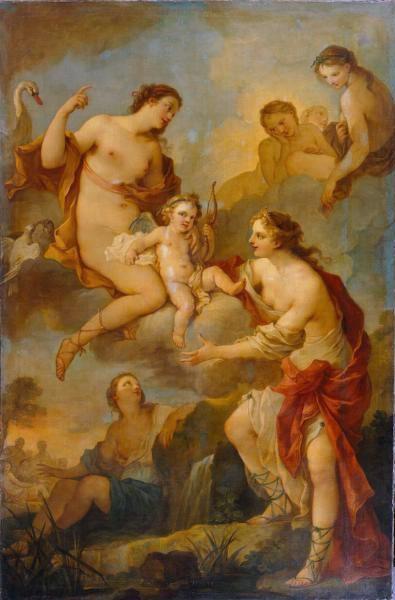 History of the Gods - The Education of Cupid, vintage artwork by Charles-Joseph Natoire, 12x8" (A4) Poster