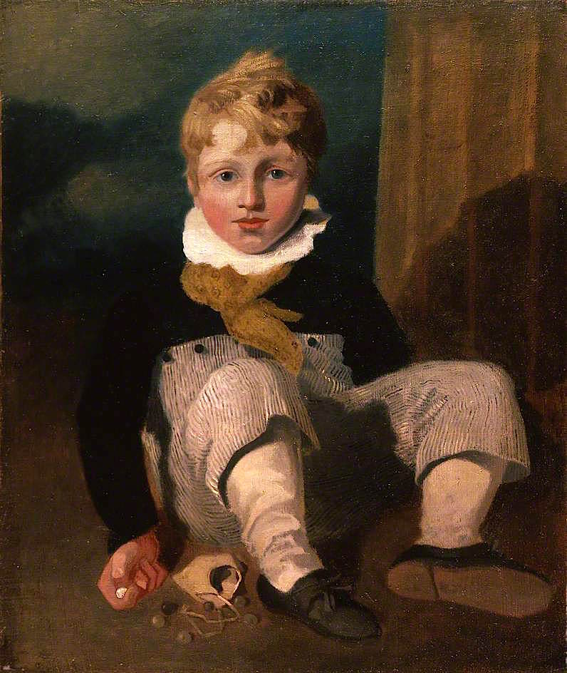 Boy at Marbles (Henry Cotman), vintage artwork by John Sell Cotman, 12x8" (A4) Poster