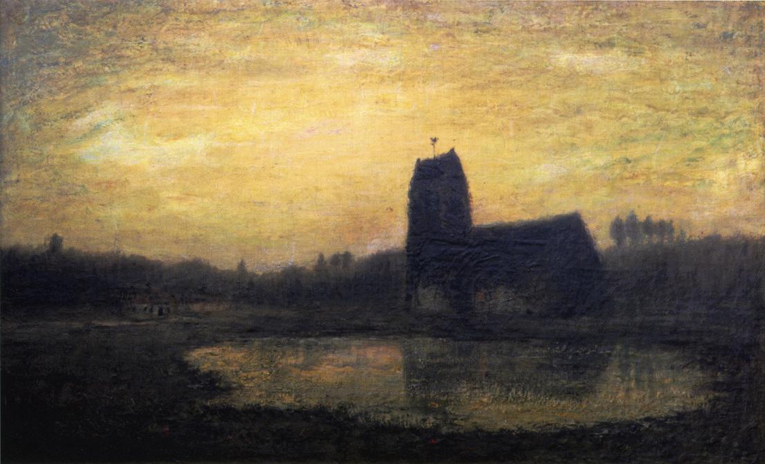 Criqueboeuf Church, vintage artwork by Homer Dodge Martin, 12x8" (A4) Poster