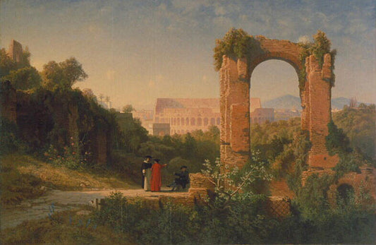 Rome:  The Colosseum seen from the Forum, vintage artwork by Auguste Paul Charles Anastasi, A3 (16x12") Poster Print