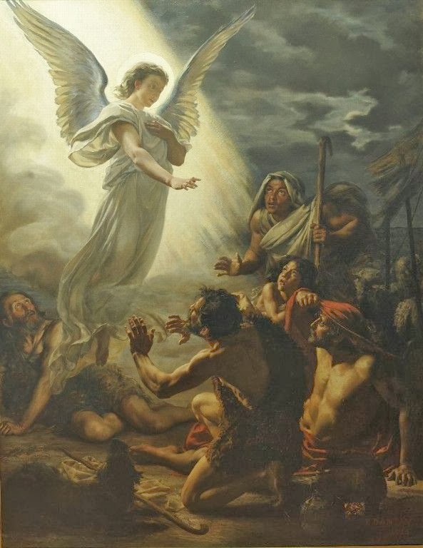 Annunciation to the Shepherds, vintage artwork by Edouard-Joseph Dantan, 12x8" (A4) Poster