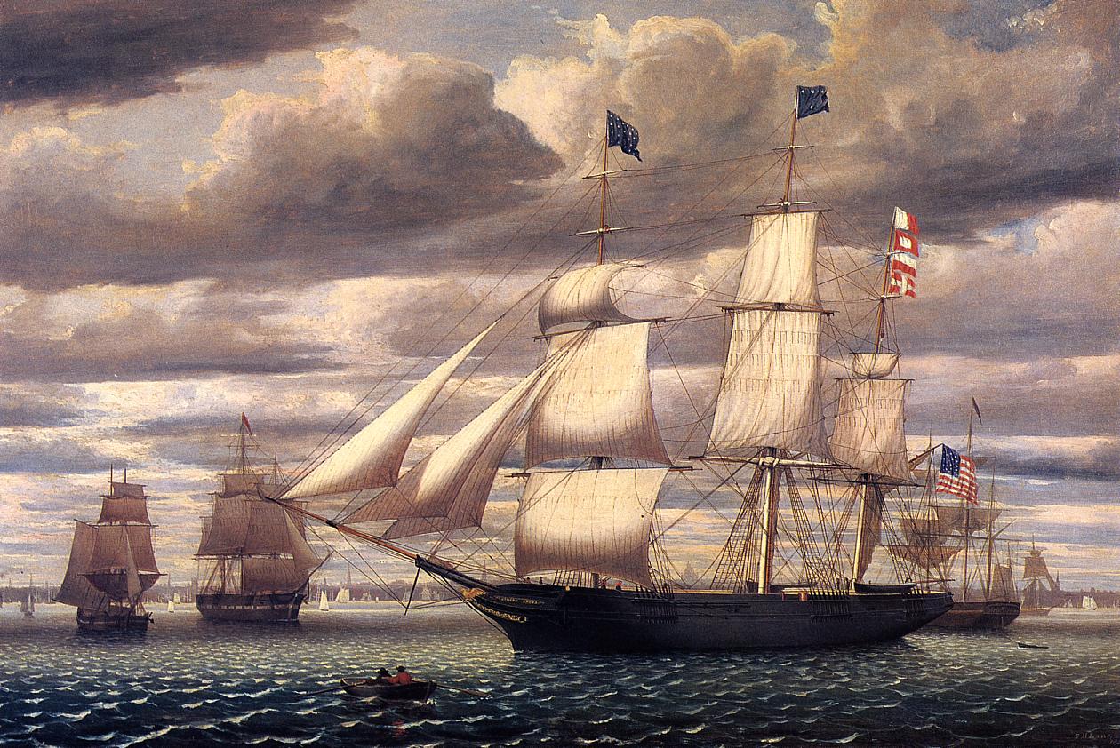 Clipper Ship 'Southern Cross' Leaving Boston Harbor, vintage artwork by Fitz Henry Lane, A3 (16x12") Poster Print