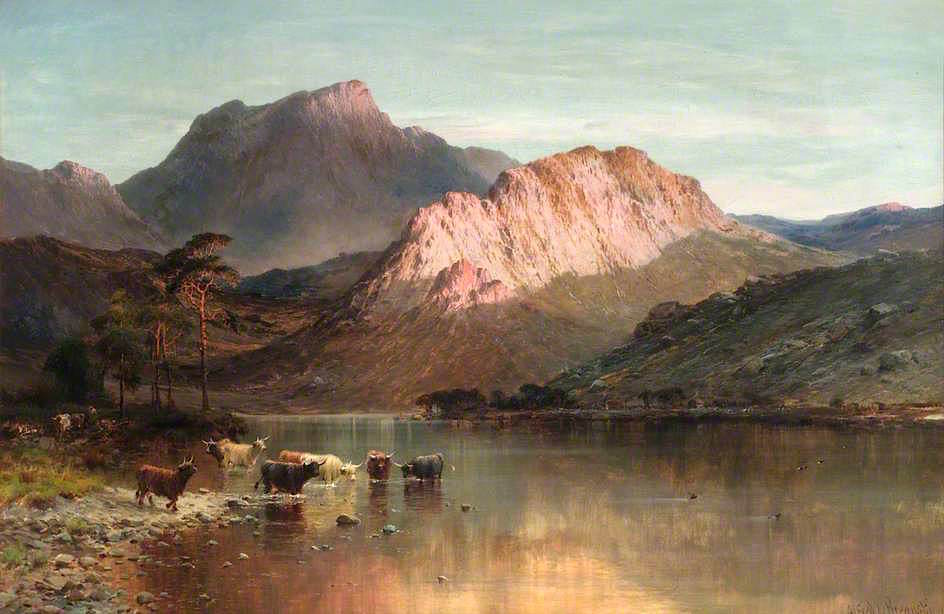 Departing Day near Glencoe, vintage artwork by Alfred de Breanski, Sr., 12x8" (A4) Poster
