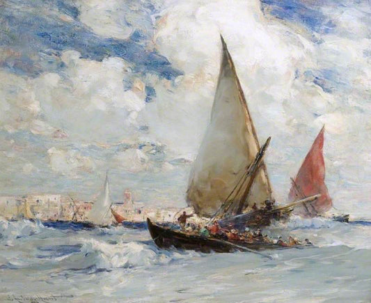 Off the Coast of Morocco, vintage artwork by Edmund Aubrey Hunt, 12x8" (A4) Poster