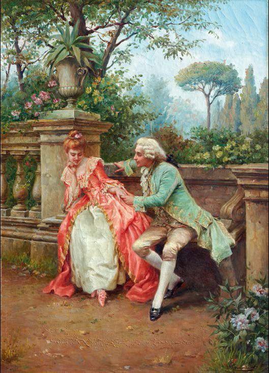 Gallant Scene, vintage artwork by Carlo Ferranti, 12x8" (A4) Poster