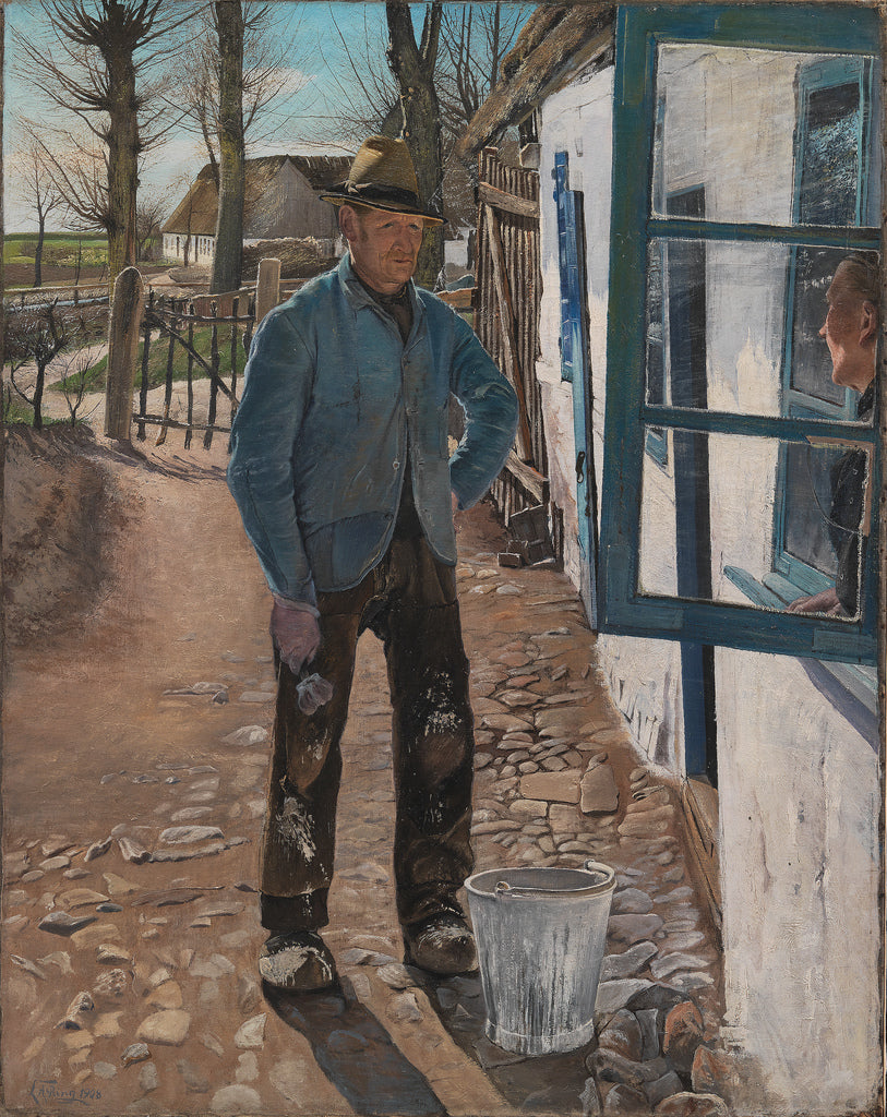 The Lime Man, the Old House is Refurbished, vintage artwork by Lauritz Andersen (L.A.) Ring, 12x8" (A4) Poster