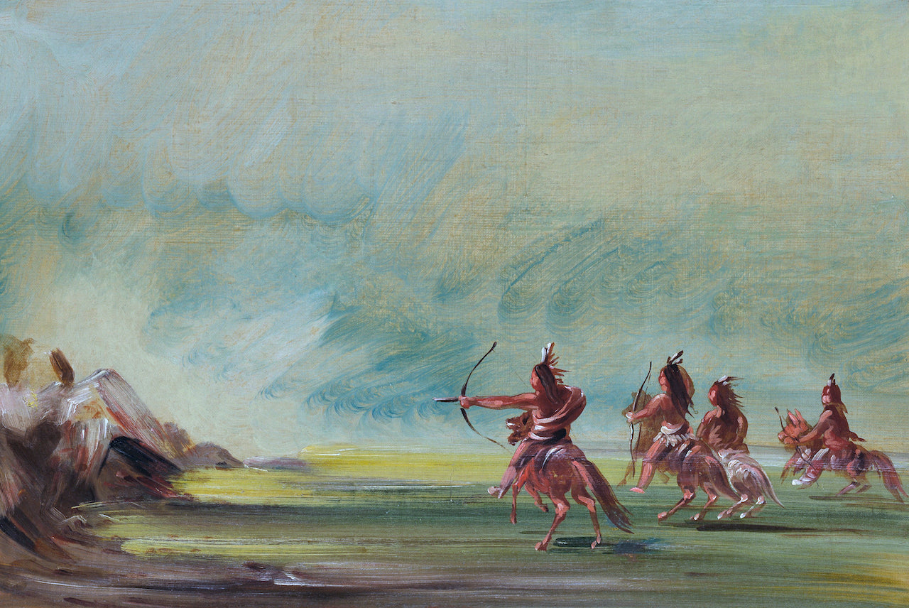 Comanche Giving Arrows to the Medicine Rock, vintage artwork by George Catlin, A3 (16x12") Poster Print