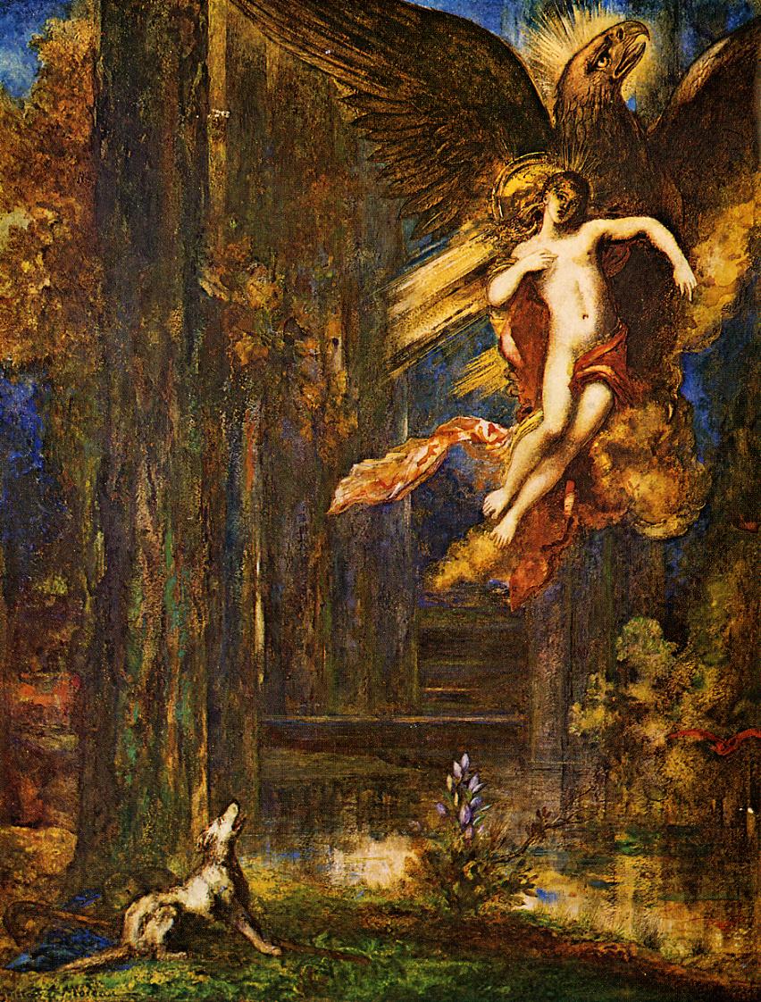 The Raising of Ganamede, vintage artwork by Gustave Moreau, 12x8" (A4) Poster