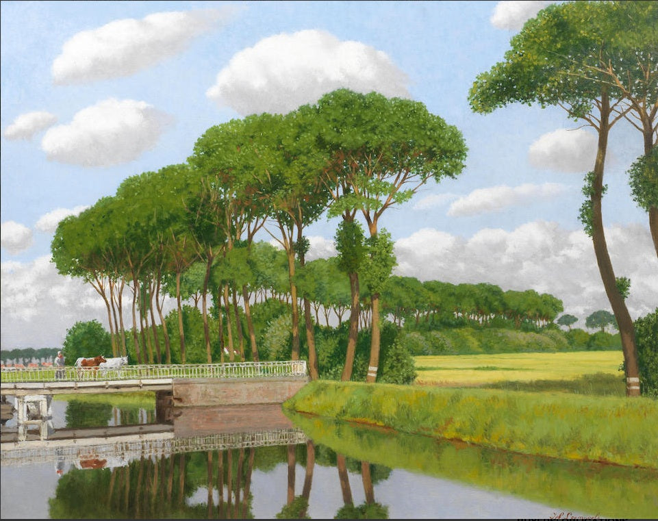 Canal in Flanders, vintage artwork by Joseph Leempoels, 12x8" (A4) Poster