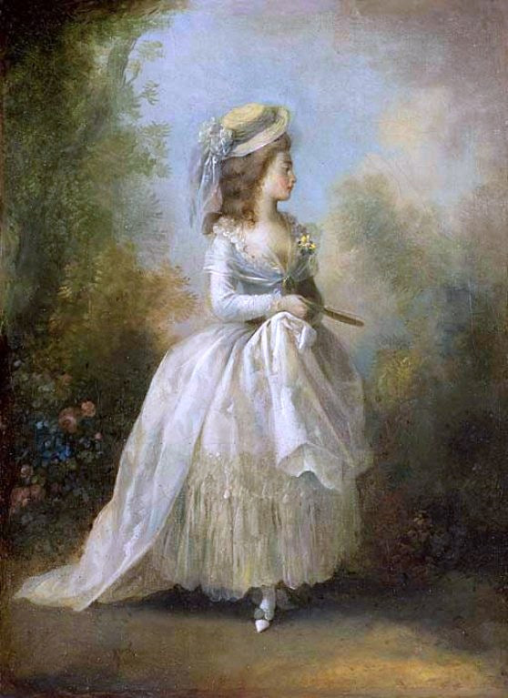 Walking Girl with a Fan, vintage artwork by Jean-Frederic Schall, 12x8" (A4) Poster