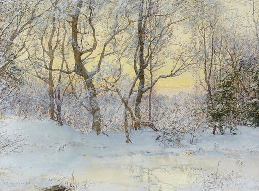 Snow covered landscape, vintage artwork by Walter Launt Palmer, 12x8" (A4) Poster