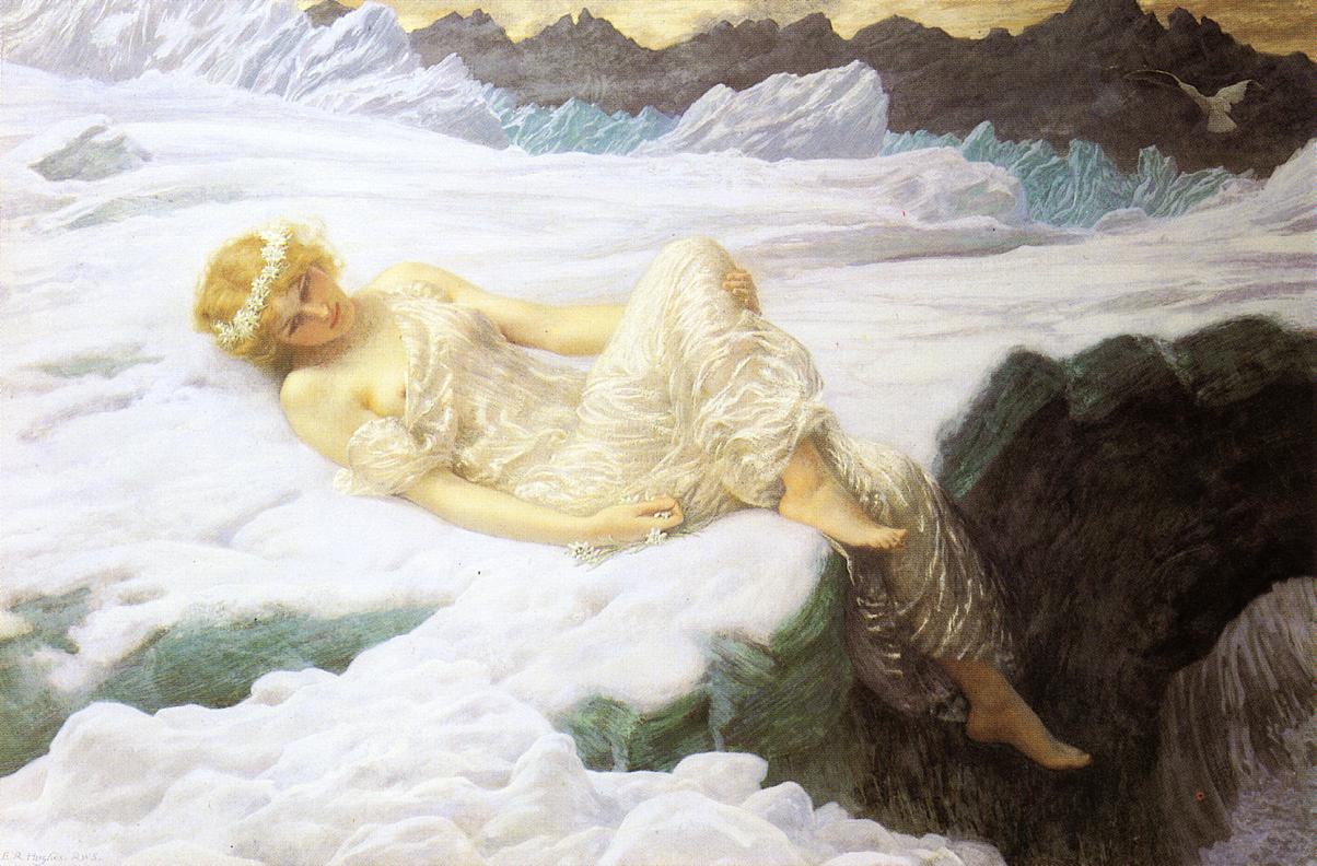 Heart of Snow, vintage artwork by Edward Robert Hughes, 12x8" (A4) Poster