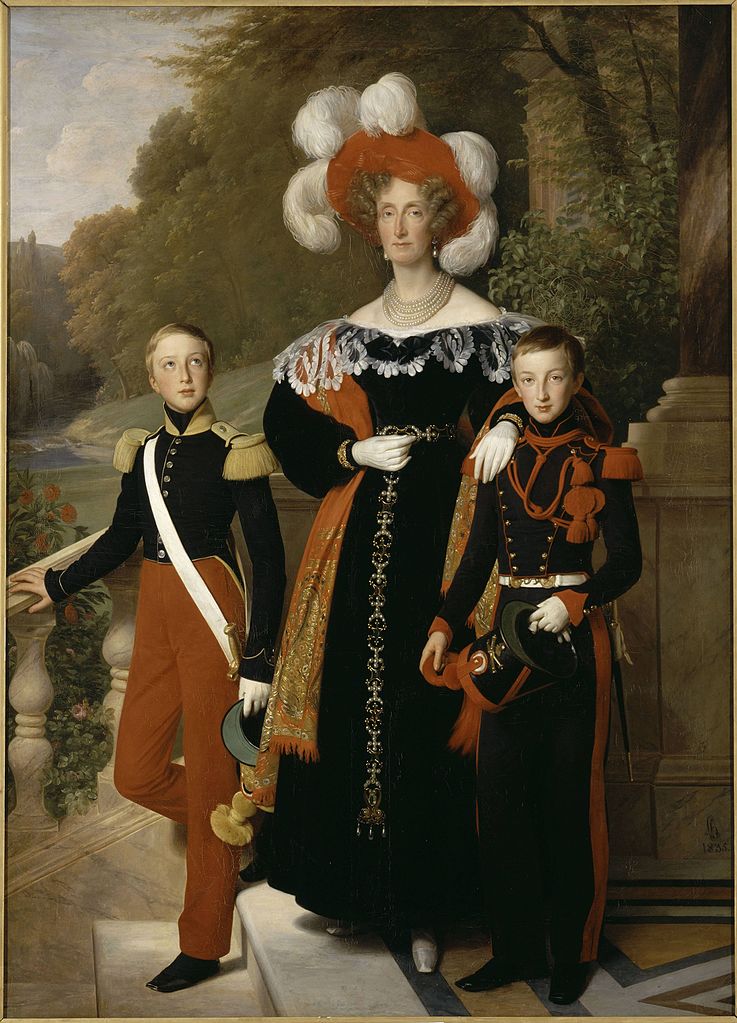 Queen Marie Amelie with her youngest sons, the Dukes of Montpensier and Aumale by Louis Hersent, vintage artwork by Louis Hersent, 12x8" (A4) Poster