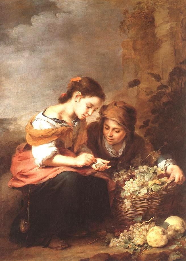 The Little Fruit Seller, vintage artwork by Bartolome Esteban Murillo, 12x8" (A4) Poster
