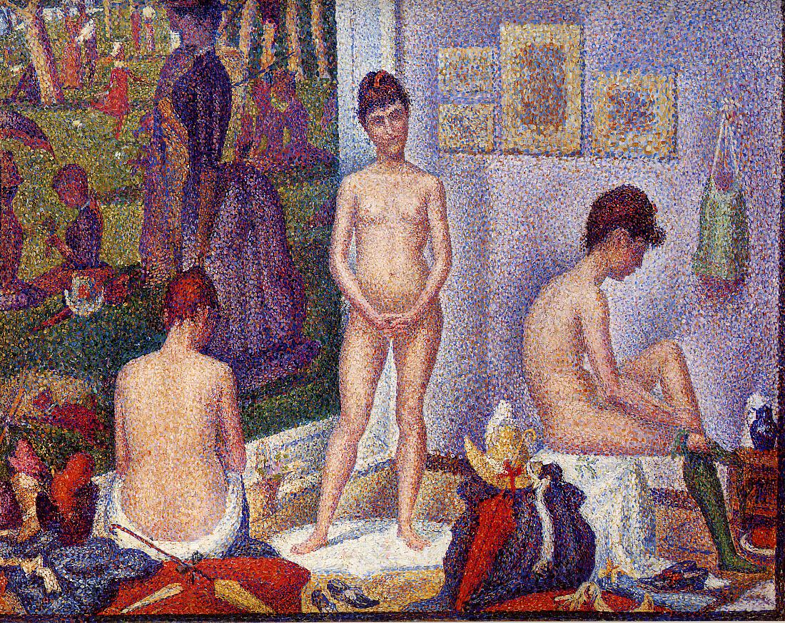 Models (small version), vintage artwork by Georges Seurat, 12x8" (A4) Poster