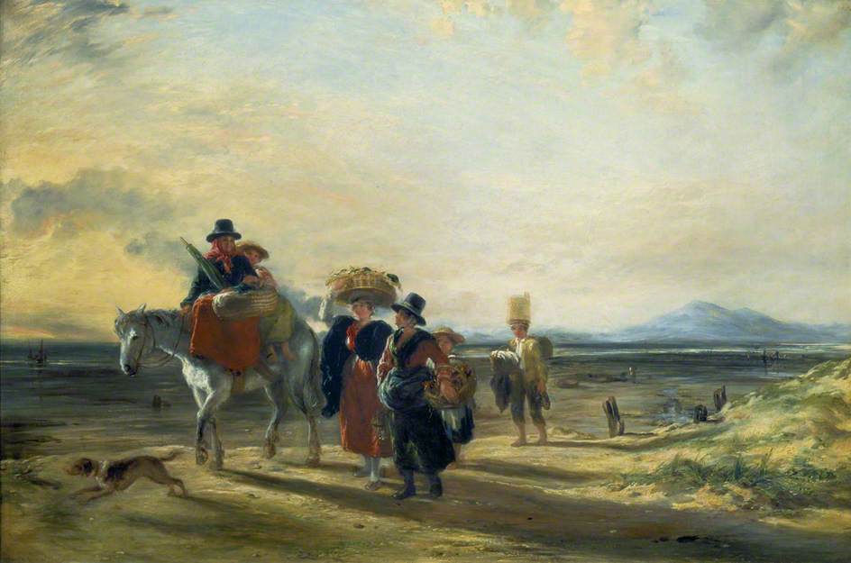 Barmouth Sands, vintage artwork by William Collins, 12x8" (A4) Poster